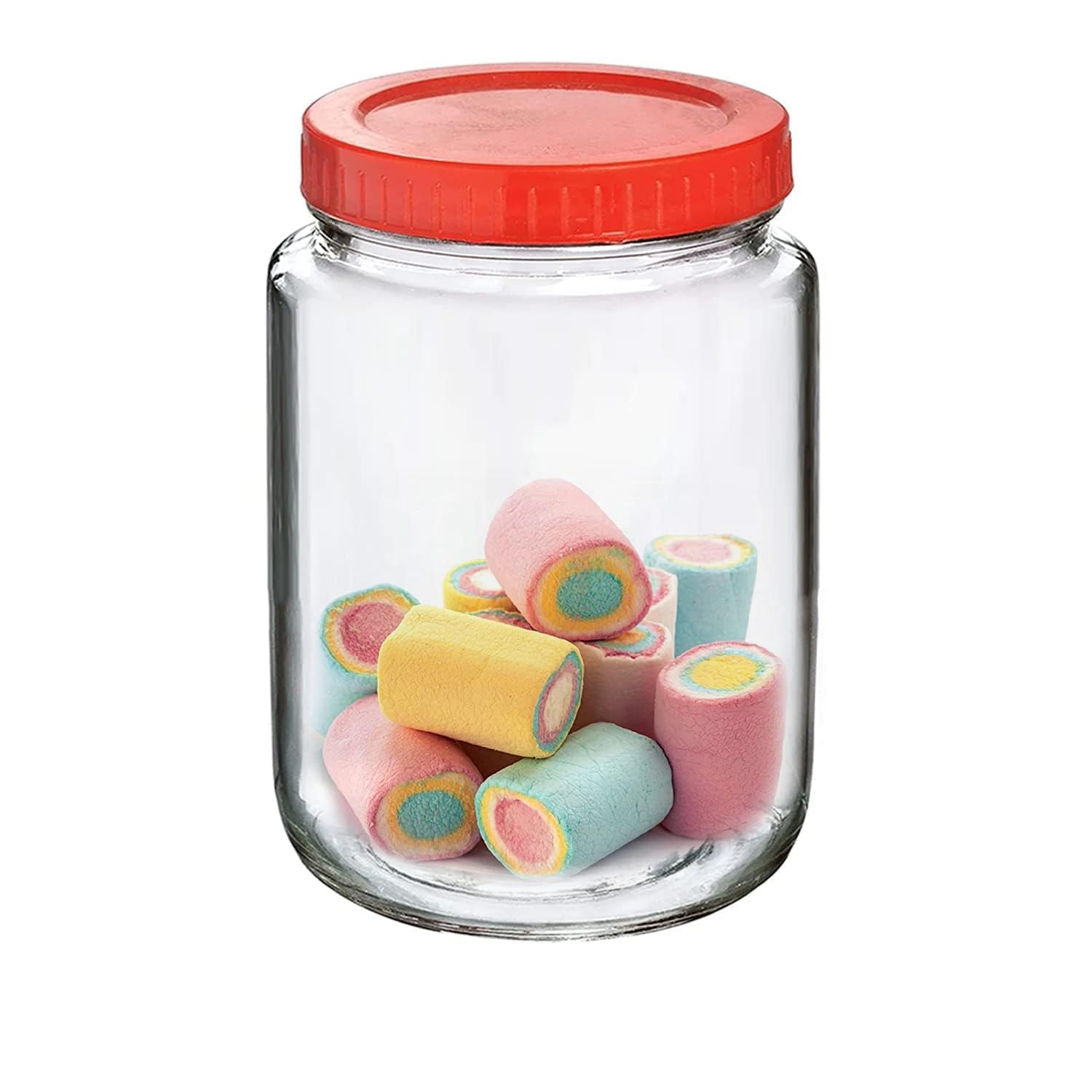 Feelopie Yera Glass 1000ml Round Pickle Clear Jars & Containers||for Kitchen Pantry,Snacks, Masala, Honey, Pickles,Cookies,Dry F